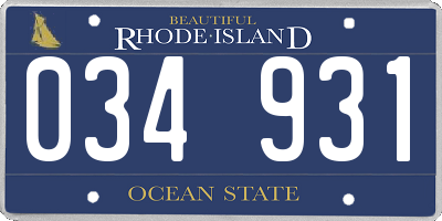 RI license plate 034931