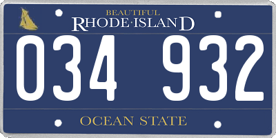 RI license plate 034932