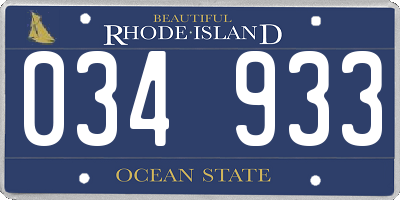 RI license plate 034933