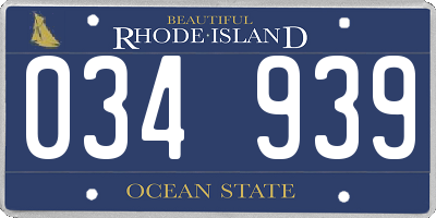 RI license plate 034939