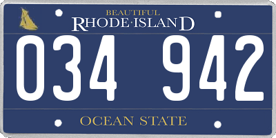 RI license plate 034942