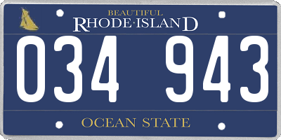 RI license plate 034943