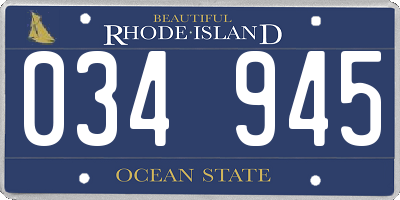 RI license plate 034945