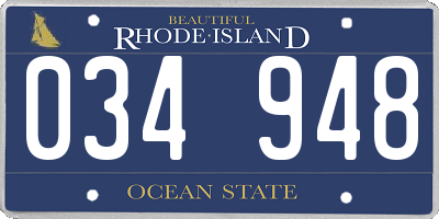 RI license plate 034948