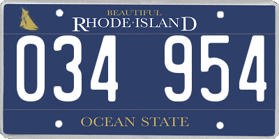 RI license plate 034954