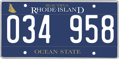 RI license plate 034958