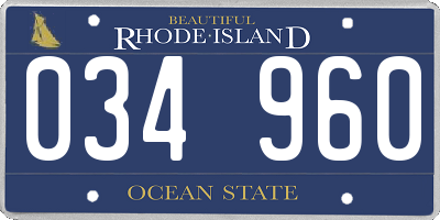 RI license plate 034960