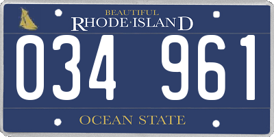 RI license plate 034961
