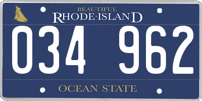 RI license plate 034962