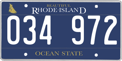 RI license plate 034972