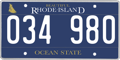 RI license plate 034980