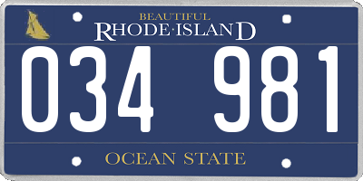 RI license plate 034981