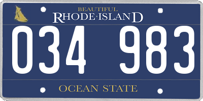 RI license plate 034983