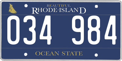 RI license plate 034984