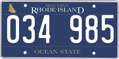 RI license plate 034985