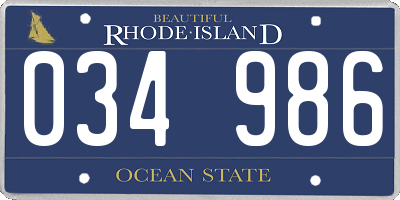 RI license plate 034986