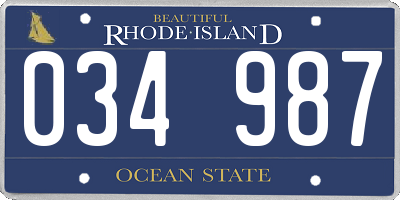 RI license plate 034987