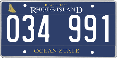 RI license plate 034991