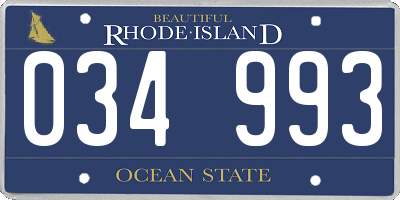 RI license plate 034993