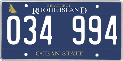 RI license plate 034994
