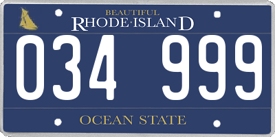 RI license plate 034999