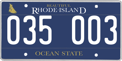 RI license plate 035003