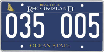 RI license plate 035005