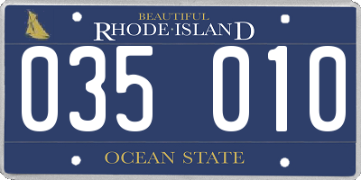 RI license plate 035010