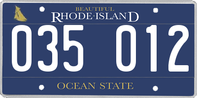RI license plate 035012