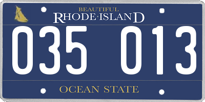 RI license plate 035013