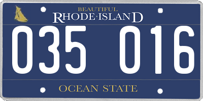 RI license plate 035016