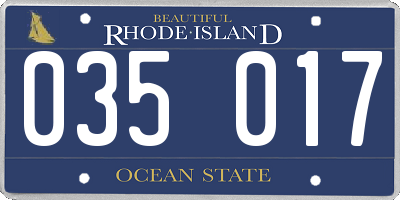 RI license plate 035017