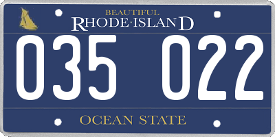 RI license plate 035022