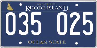 RI license plate 035025