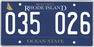 RI license plate 035026