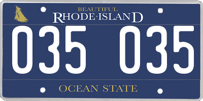 RI license plate 035035
