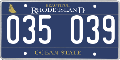 RI license plate 035039