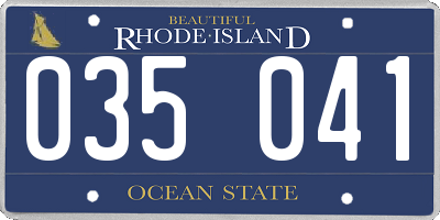 RI license plate 035041