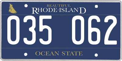 RI license plate 035062