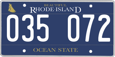 RI license plate 035072