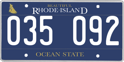 RI license plate 035092