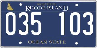 RI license plate 035103