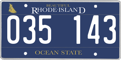 RI license plate 035143