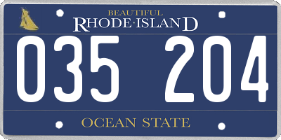 RI license plate 035204