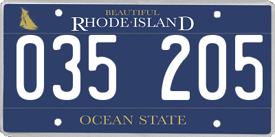 RI license plate 035205