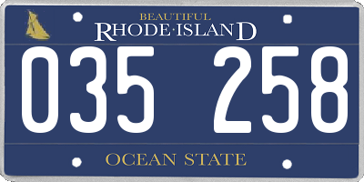 RI license plate 035258