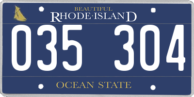 RI license plate 035304