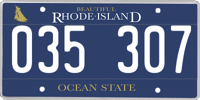 RI license plate 035307