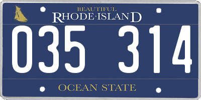 RI license plate 035314
