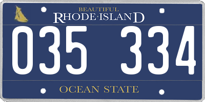 RI license plate 035334